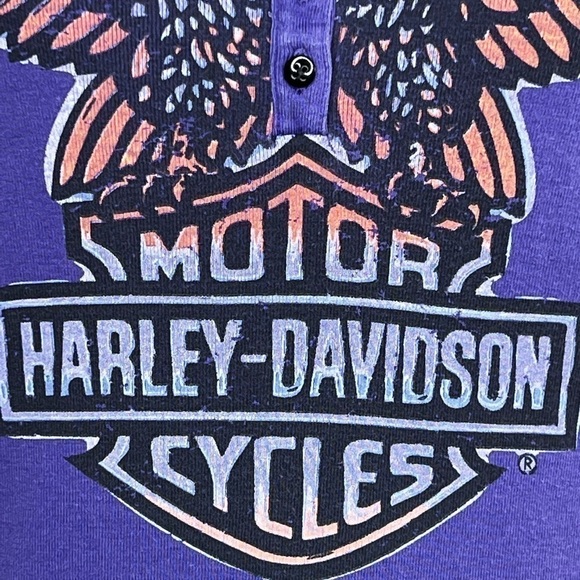 Harley-Davidson Motorcycle Biker Eagle Purple Long Sleeve Shirt - Picture 5 of 9